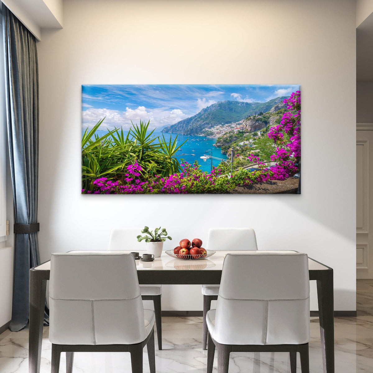 Italy Coastal Landscape Wall Art Canvas Office Home Room Framed 80x45cm