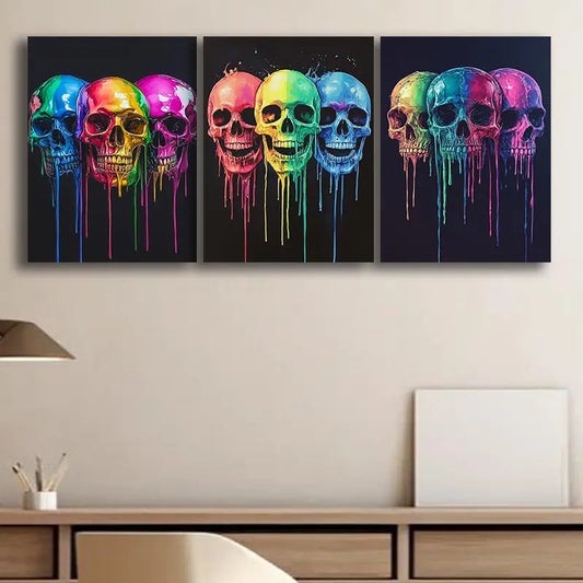 3pcs Colorful Skeleton Metal Print Ready to Hang Art