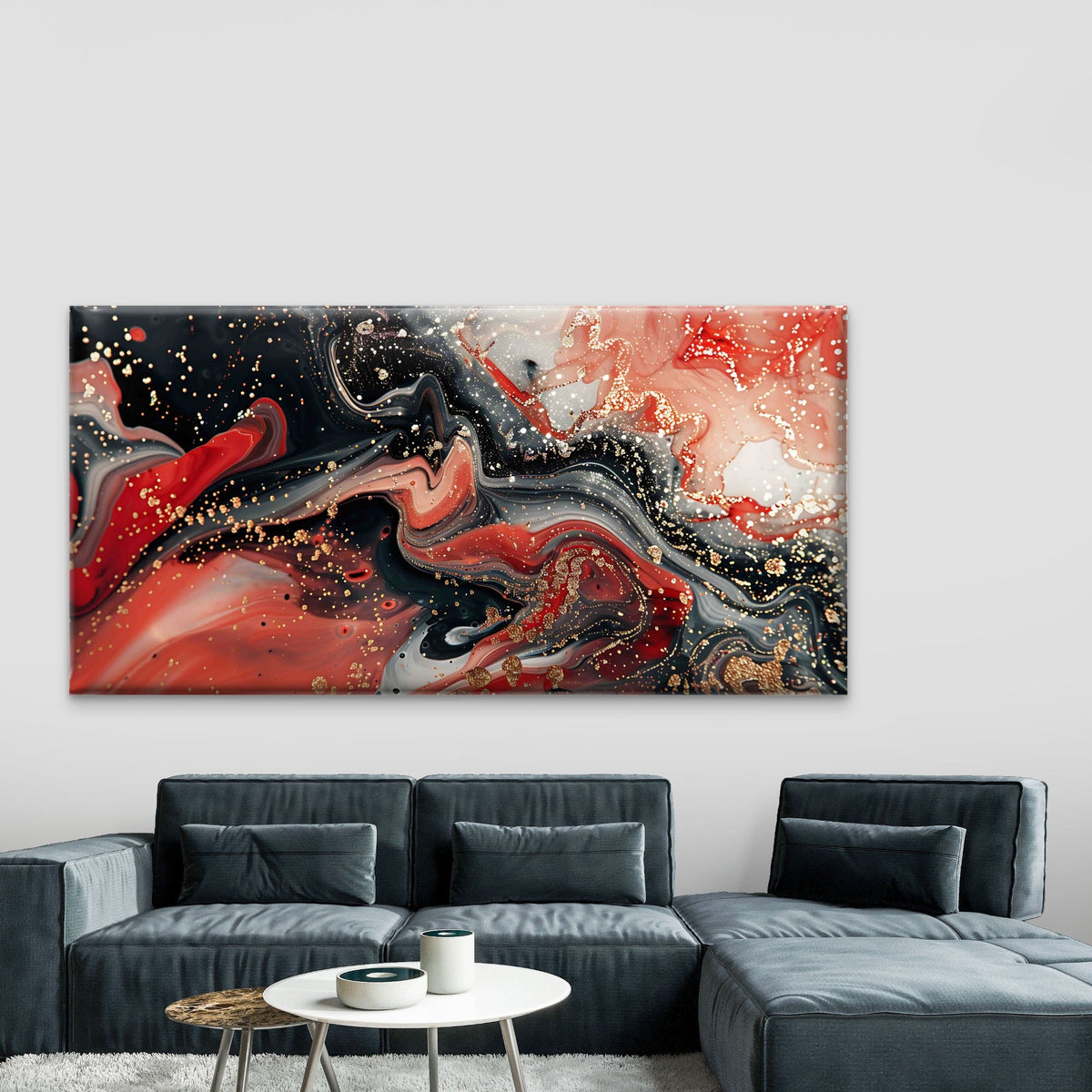 Elegant Abstract Marble Pattern Wall Art Canvas Office Home Room Framed 80x45cm