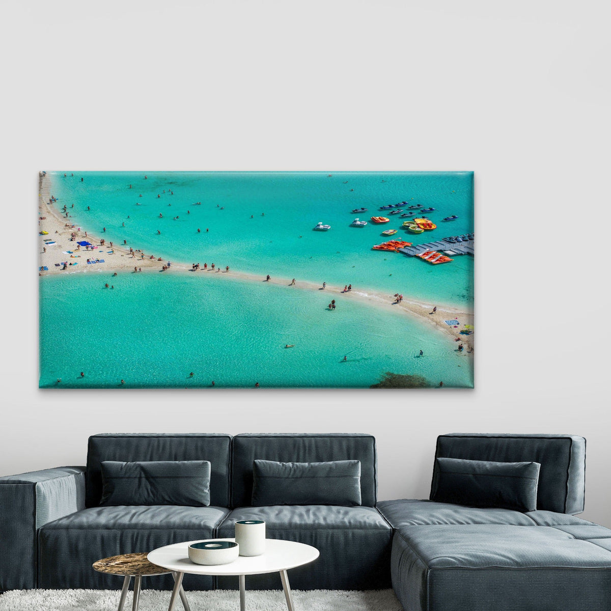 Aerial View of Ayia Napa Beach Wall Art Canvas Office Home Room Framed 80x45cm