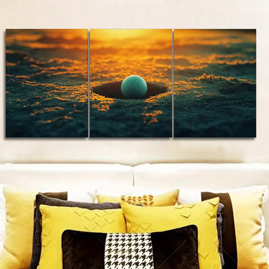 3pcs The Golf Ball Is Near The Hole Metal Print Ready to Hang Art