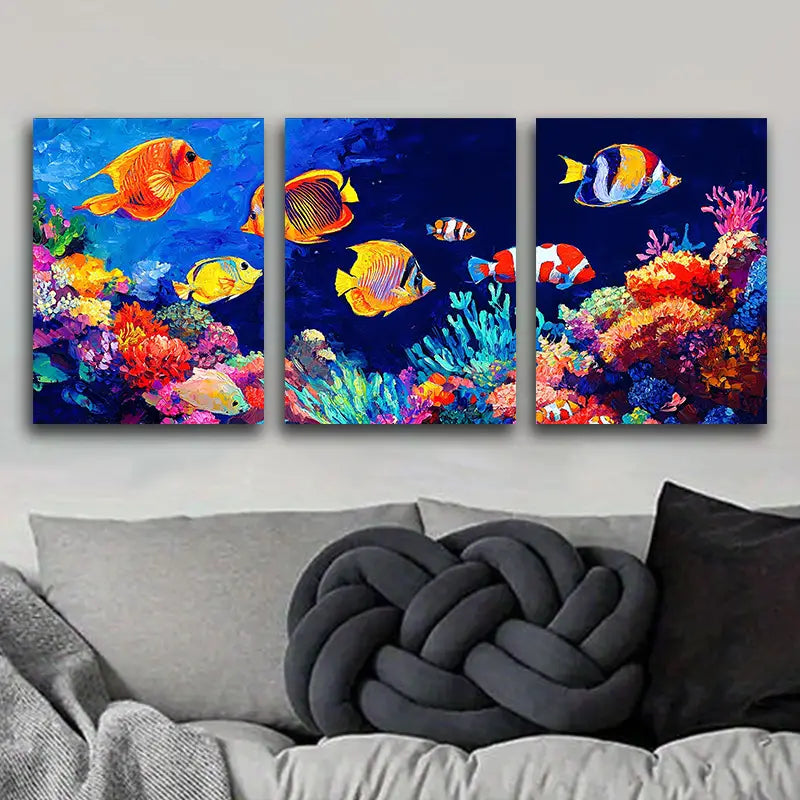 3pcs Tropical Fish Sea Metal Print Ready to Hang Art