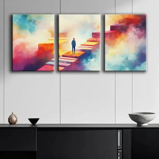 3pcs The for Man at the Top Metal Print Ready to Hang Art