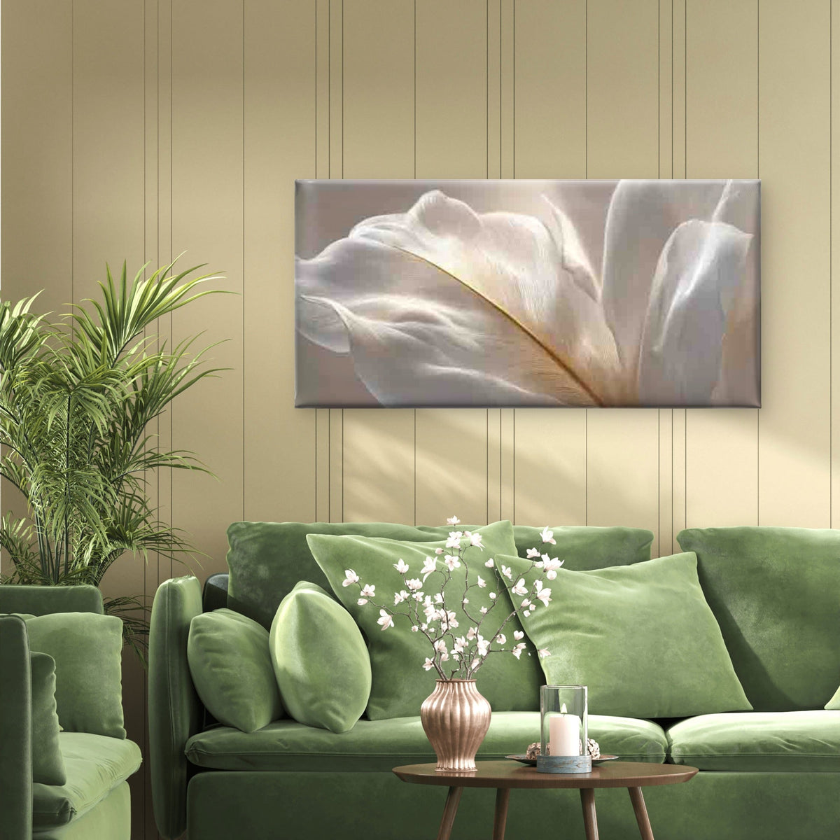 Elegant Feather a Soft Touch Wall Art Canvas Office Home Room Framed 80x45cm