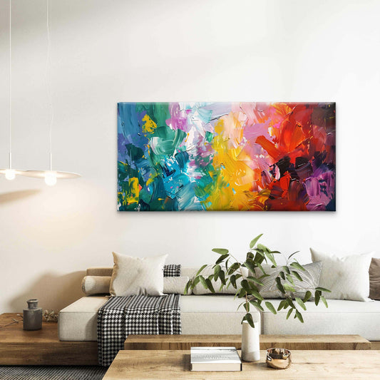 Abstract Colorful Rainbow Wall Art Canvas Office Home Room Framed 80x45cm