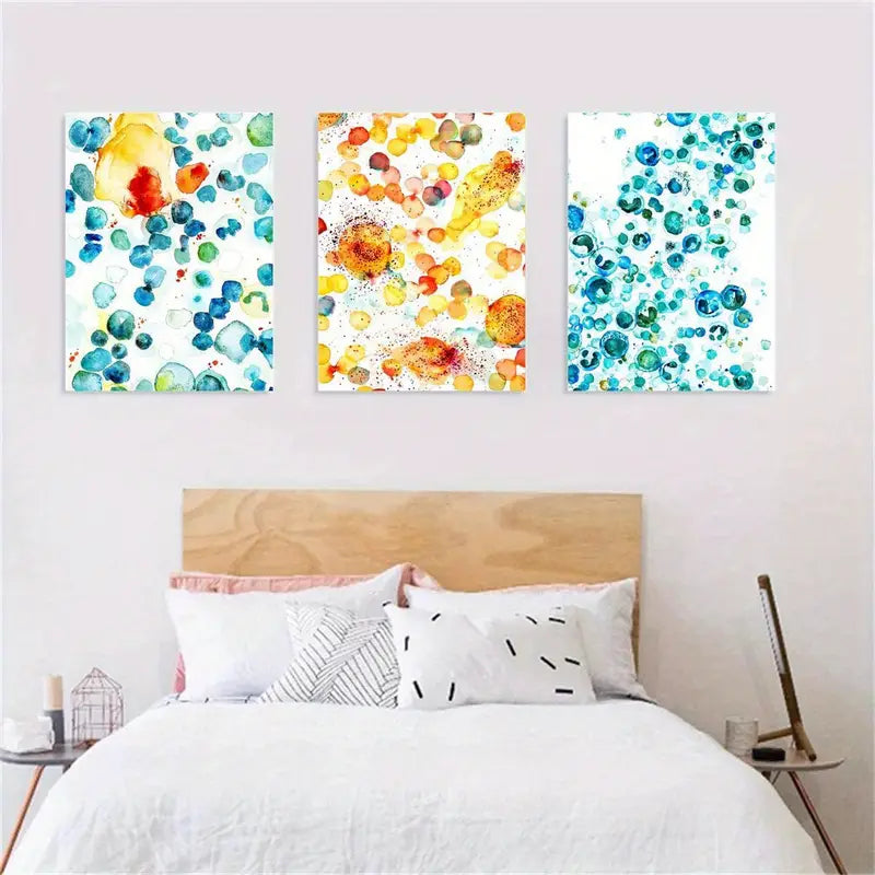 3pcs Colorful Drops & Splashes Vibrant Design Metal Print Ready to Hang Art