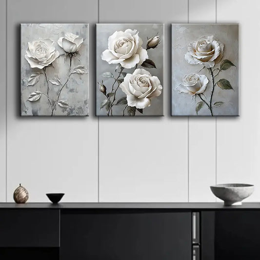 3pcs featuring La Rose Blanche Metal Print Ready to Hang Art