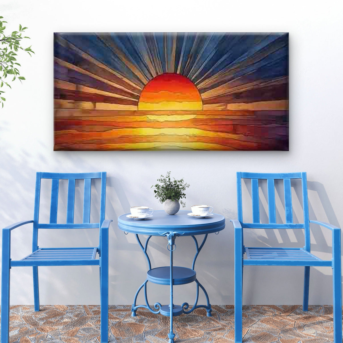 Modern Abstract Sunset Wall Art Canvas Office Home Room Framed 80x45cm