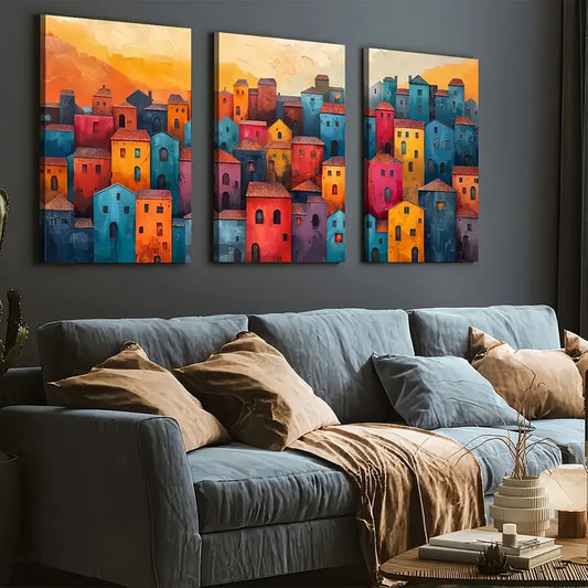 3pcs Modern Style Fashion Abstract Architecture Art Wall Art Set Canvas Framed 40x60cm - High Quality Print 100% Australian Made Wall Canvas Ready to Hang