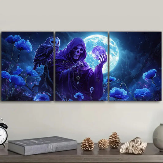 3pcs Skull Wizard Metal Print Ready to Hang Art