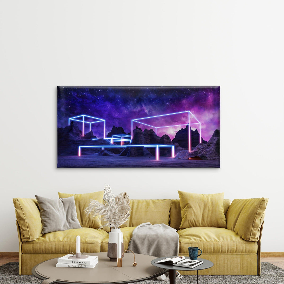 Virtual Reality Landscape Wall Art Canvas Office Home Room Framed 80x45cm