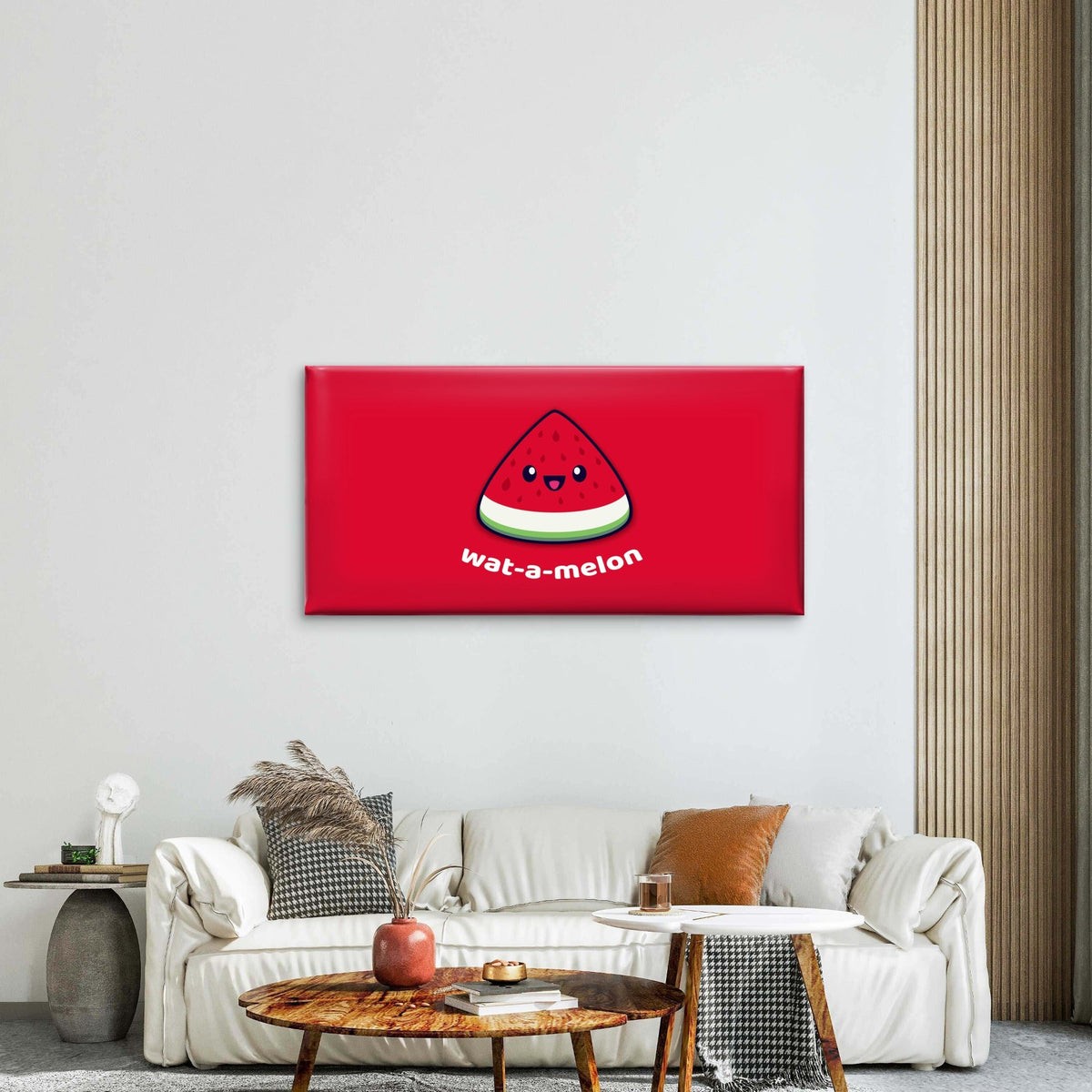 Bold Red Melon Cartoon Wall Art Canvas Office Home Room Framed 80x45cm