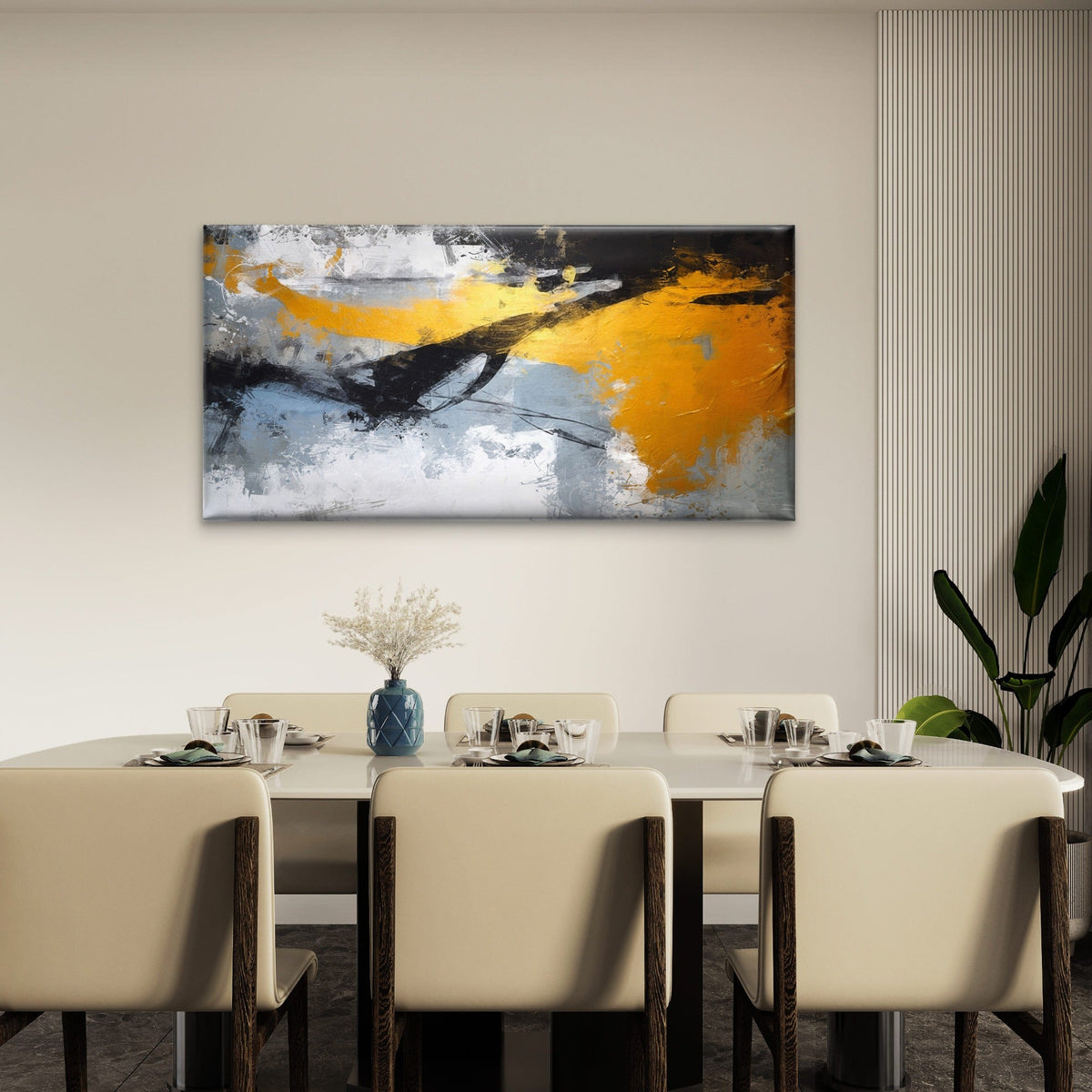 Abstract Gold Ochre Grey Black Wall Art Canvas Office Home Room Framed 80x45cm