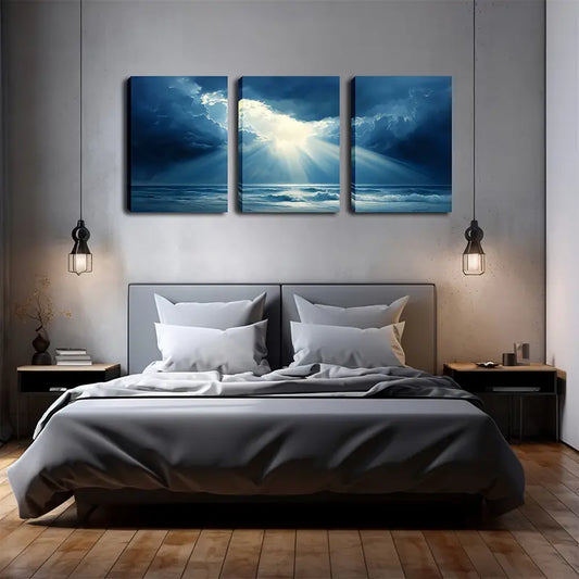 3pcs Charm of Light Wall Art Set Canvas Framed 40x60cm - High Quality Print 100% Australian Made Wall Canvas Ready to Hang