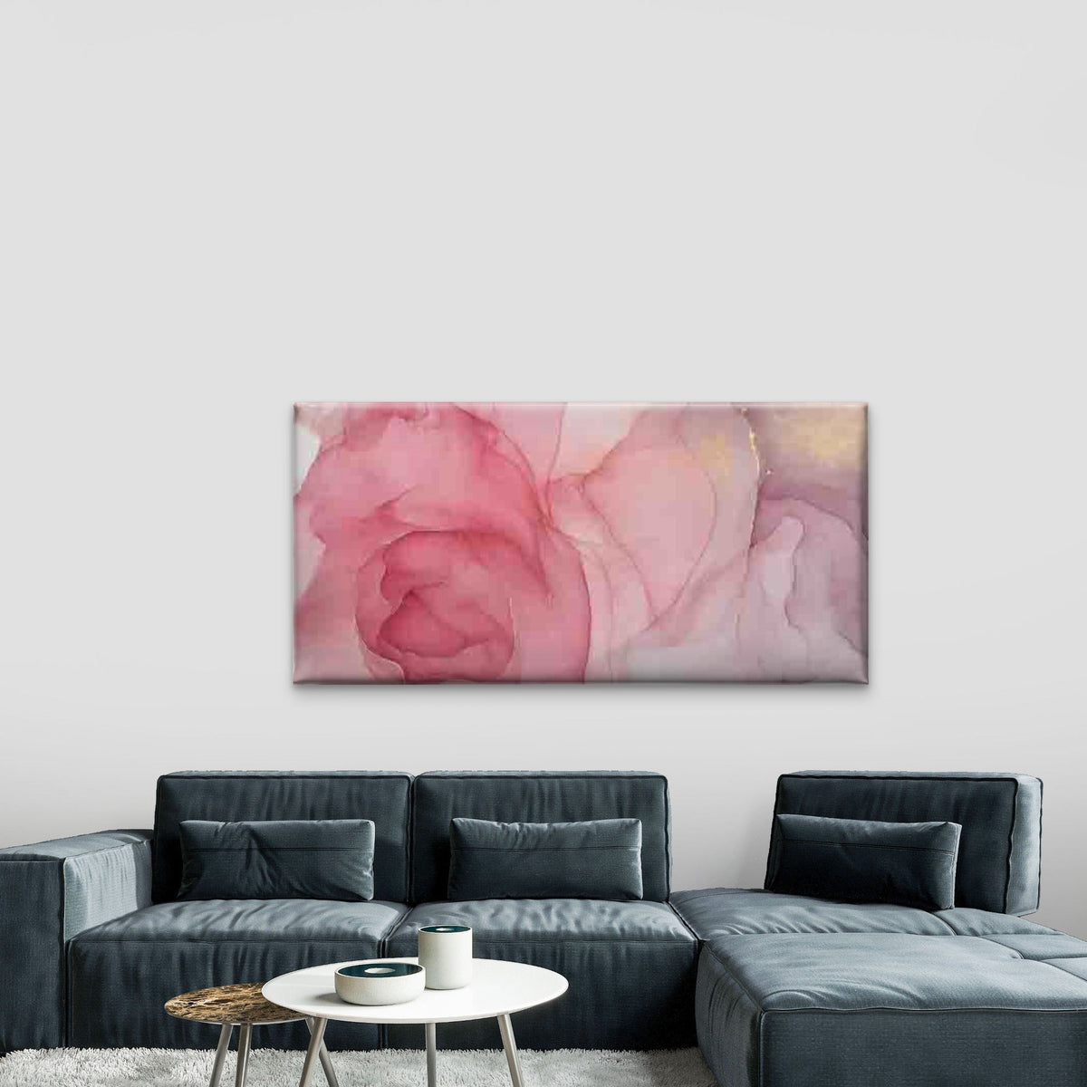 Pink, Purple, Golden Abstract Wall Art Canvas Office Home Room Framed 120x60cm