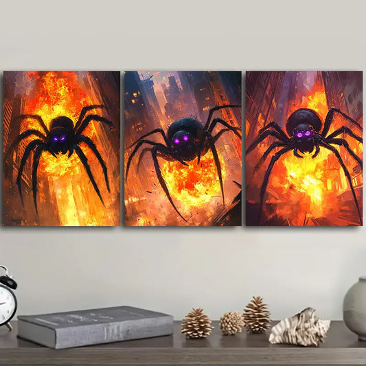 3pcs Spider Monster Metal Print Ready to Hang Art