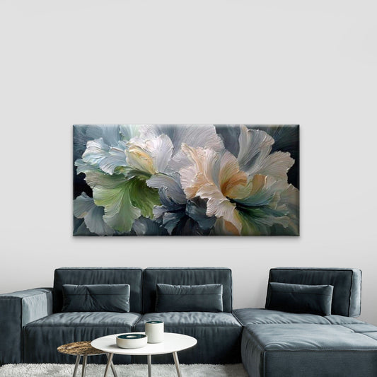 Floral Abstract Petal Flow Wall Art Canvas Office Home Room Framed 80x45cm