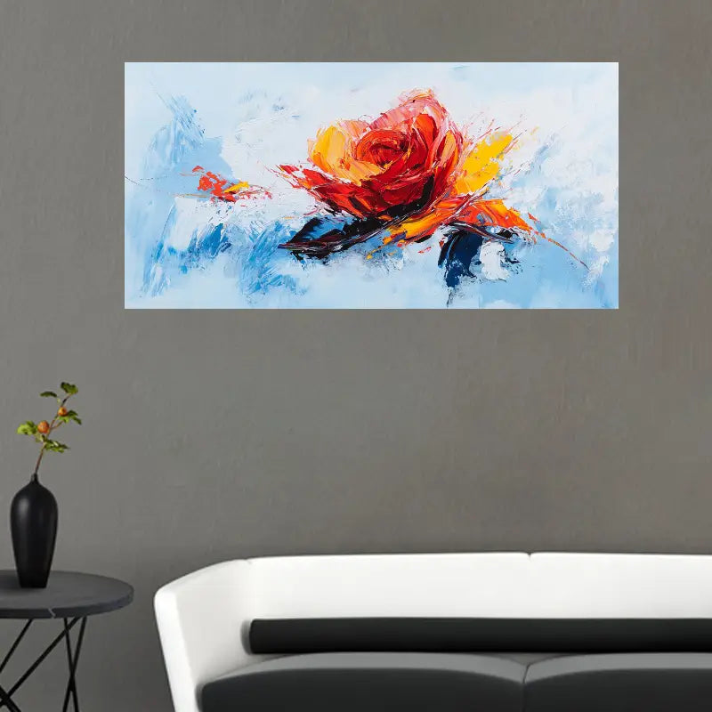 Abstract Expressionist Flower Painting Wall Art wall canvas office home room framed 120x60cm