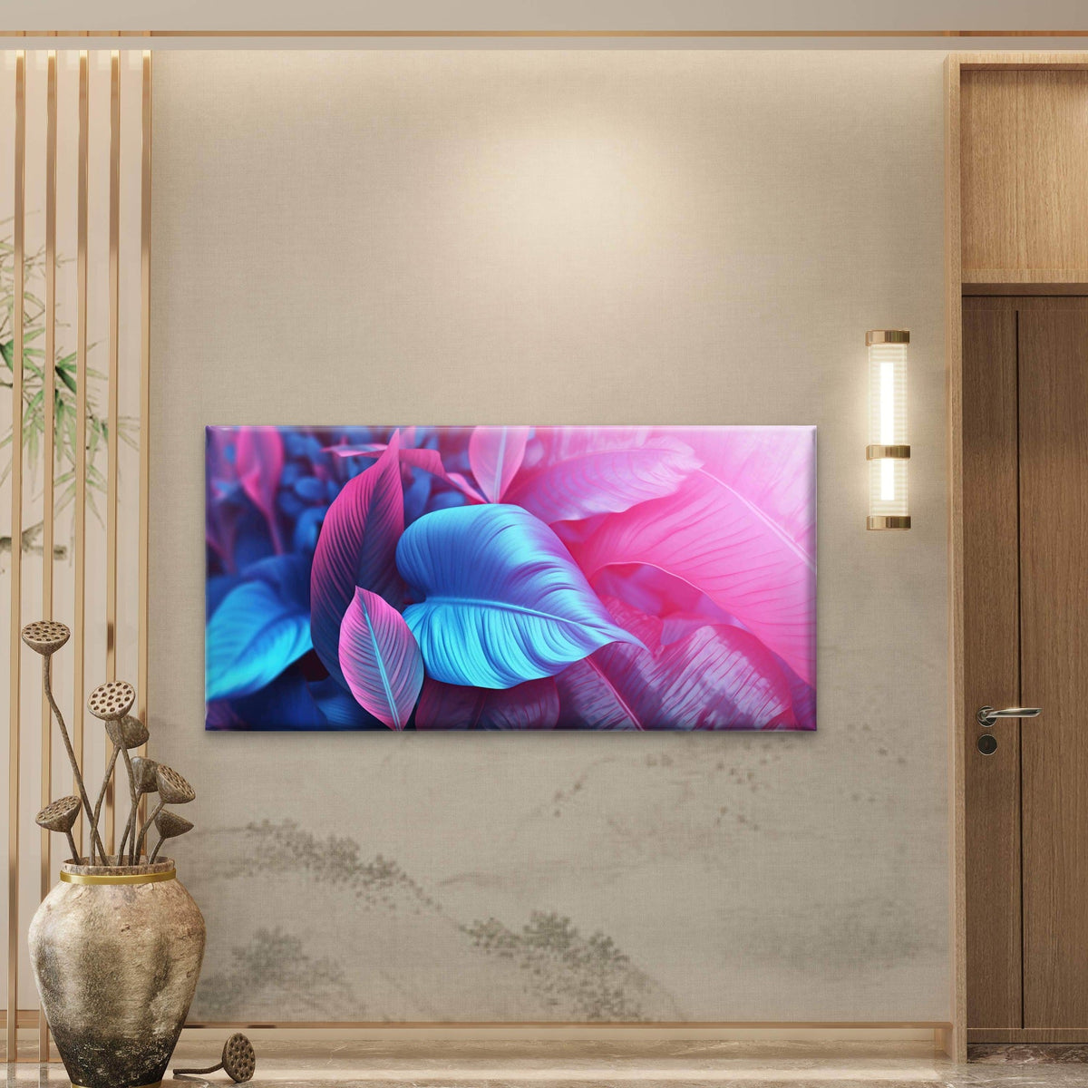 Tropical Leaves Wall Art Canvas Office Home Room Framed 120x60cm