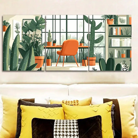 3pcs Houseplants Theme Metal Print Ready to Hang Art