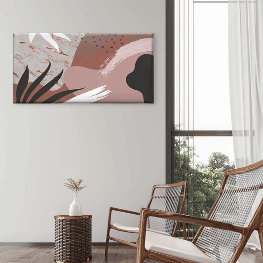Earthy Terracotta Brown Abstract Wall Art Canvas Office Home Framed 80x45cm