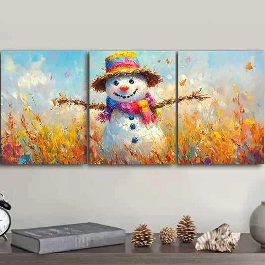 3pcs Scarecrow in Wheat Field Metal Print Ready to Hang Art