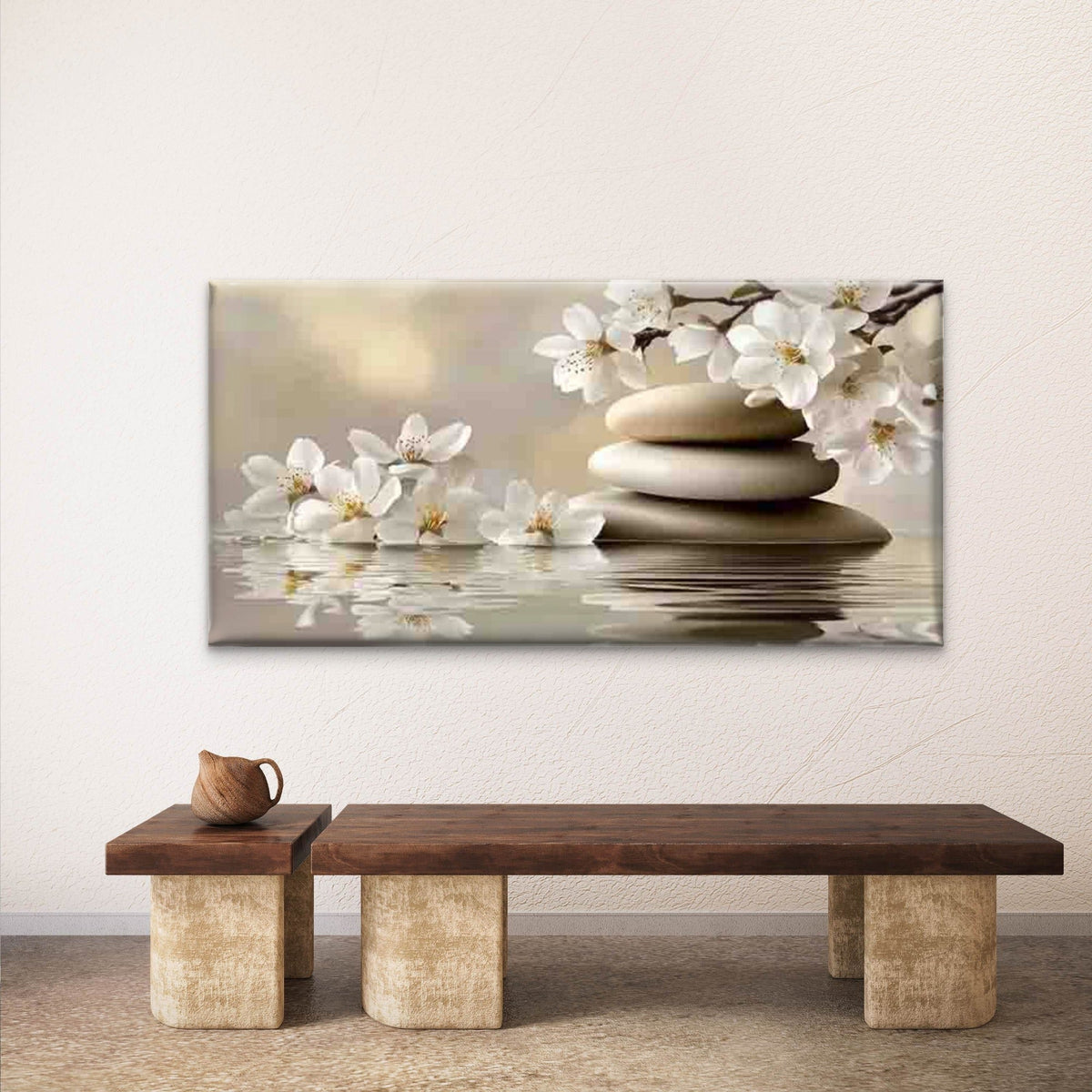 Zen Harmony Artwork Wall Art Canvas Office Home Room Framed 80x45cm