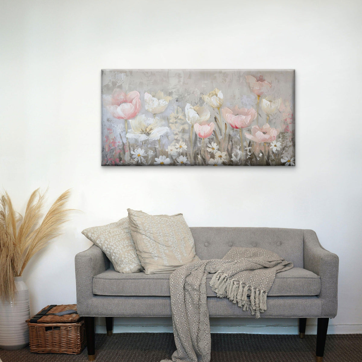 Abstract Impression Flower Wall Art Canvas Office Home Room Framed 120x60cm