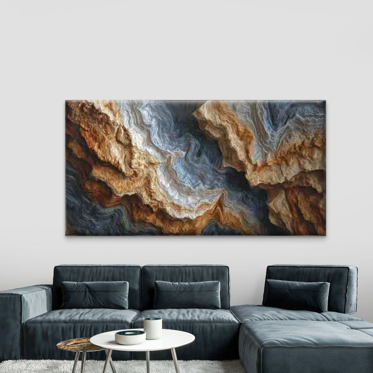 Abstract Waves Wall Art Canvas Office Home Room Framed 80x45cm