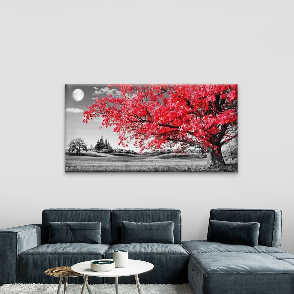 Autumn in Red Wall Art Canvas Office Home Room Framed 120x60cm