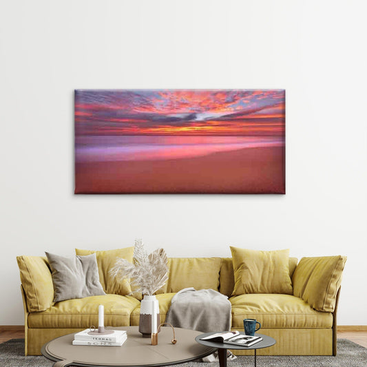 Modern Beach Ocean Horizon Wall Art Canvas Office Home Room Framed 80x45cm