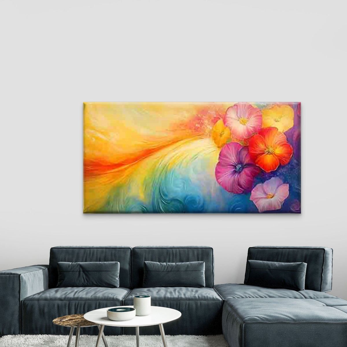 Vibrant of Blooming Flowers Wall Art Canvas Office Home Room Framed 120x60cm