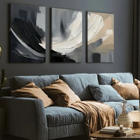 3pcs Artistic Modern Abstract Light Luxury Wall Art Set Canvas Framed 40x60cm - High Quality Print 100% Australian Made Wall Canvas Ready to Hang