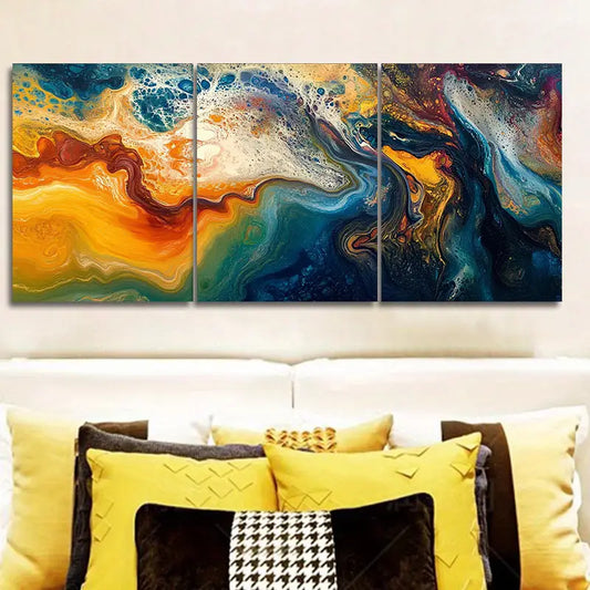 3pcs Rotate the color in the painting Metal Print Ready to Hang Art