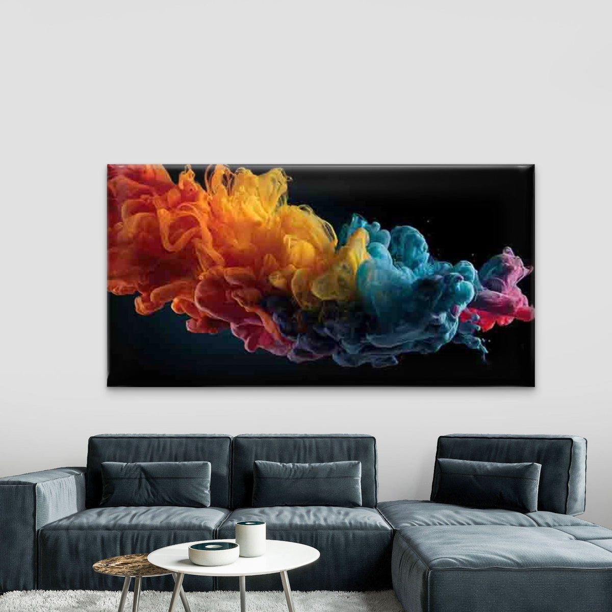 Abstract Multicolor Smoke Wall Art Canvas Office Home Room Framed 80x45cm