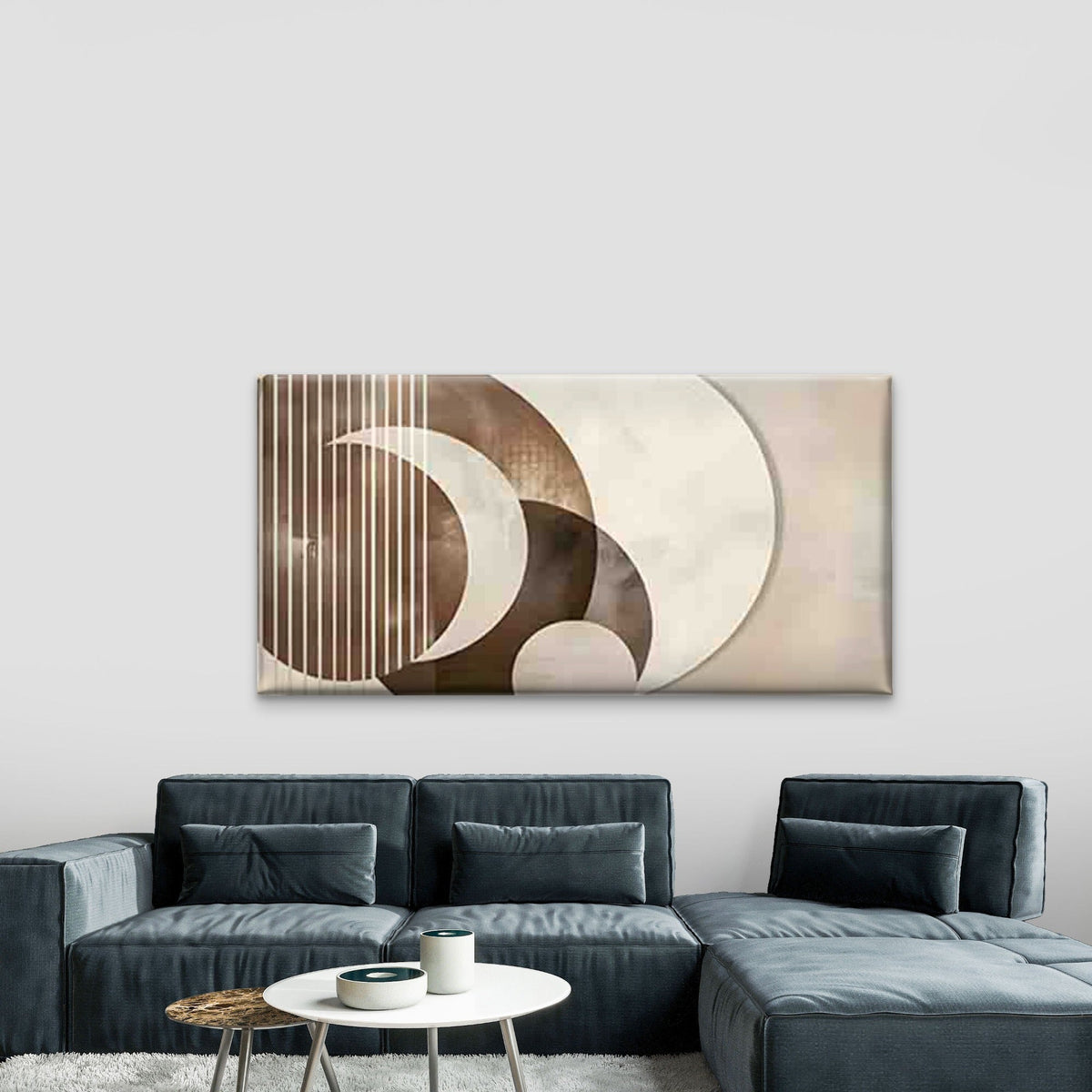 Geometric Abstract Arcs Wall Art Canvas Office Home Room Framed 80x45cm