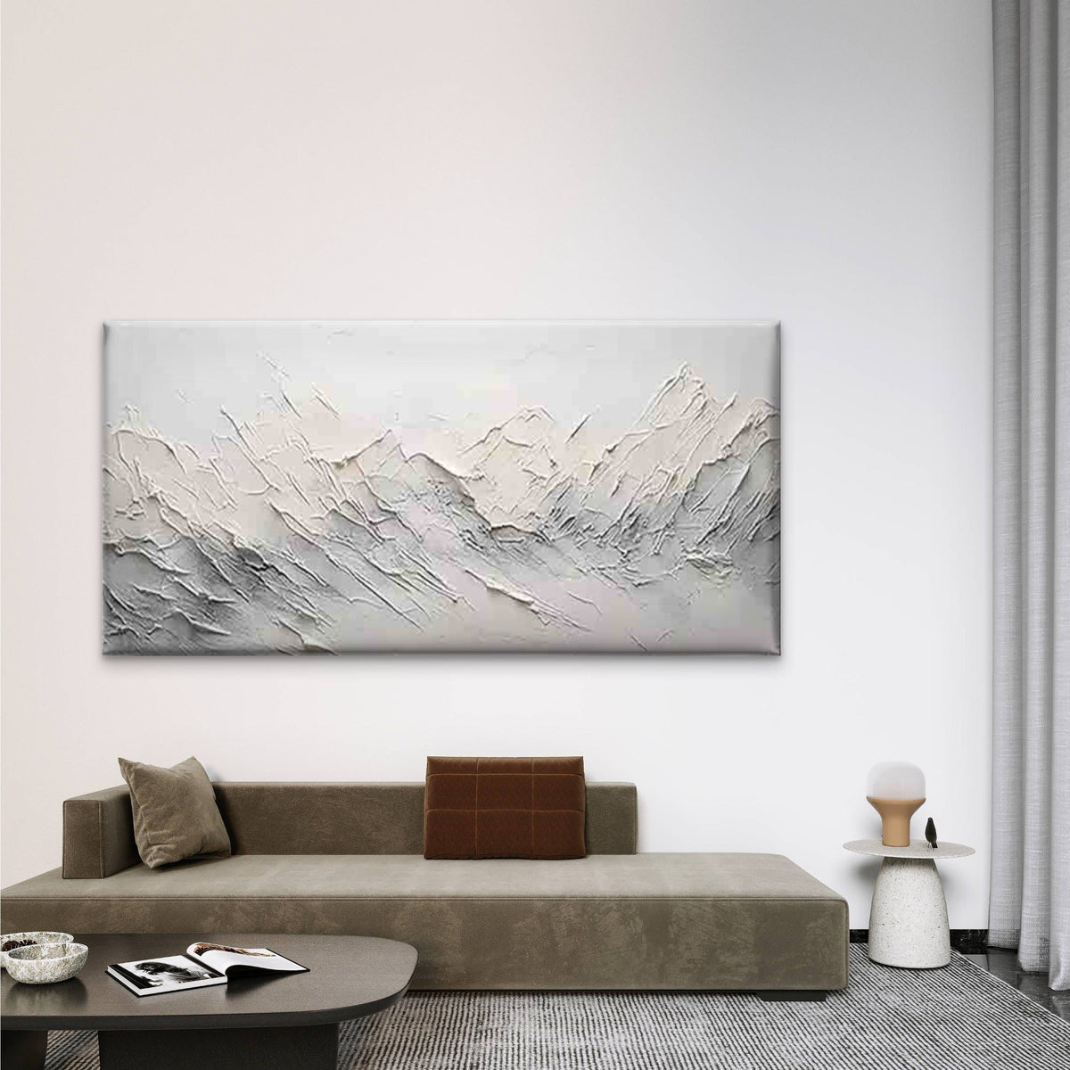 Abstract Textured Mountains Wall Art Canvas Office Home Room Framed 80x45cm