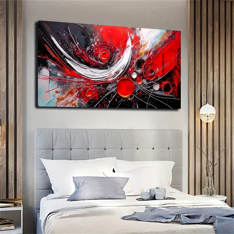 Abstract Red Modern Colors Wall Art Canvas Office Home Room Framed 120x60cm