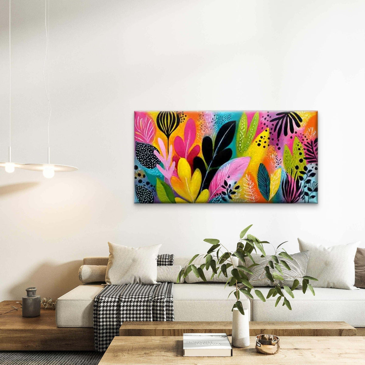 Foliage & Tropical Botanical Wall Art Canvas Office Home Room Framed 80x45cm
