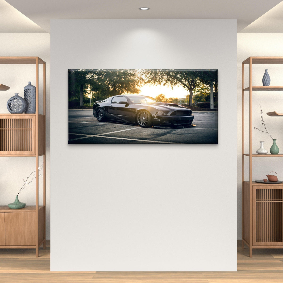 Ford Mustang Muscle Car Black Sports Wall Art Canvas Office Home Framed 80x45cm