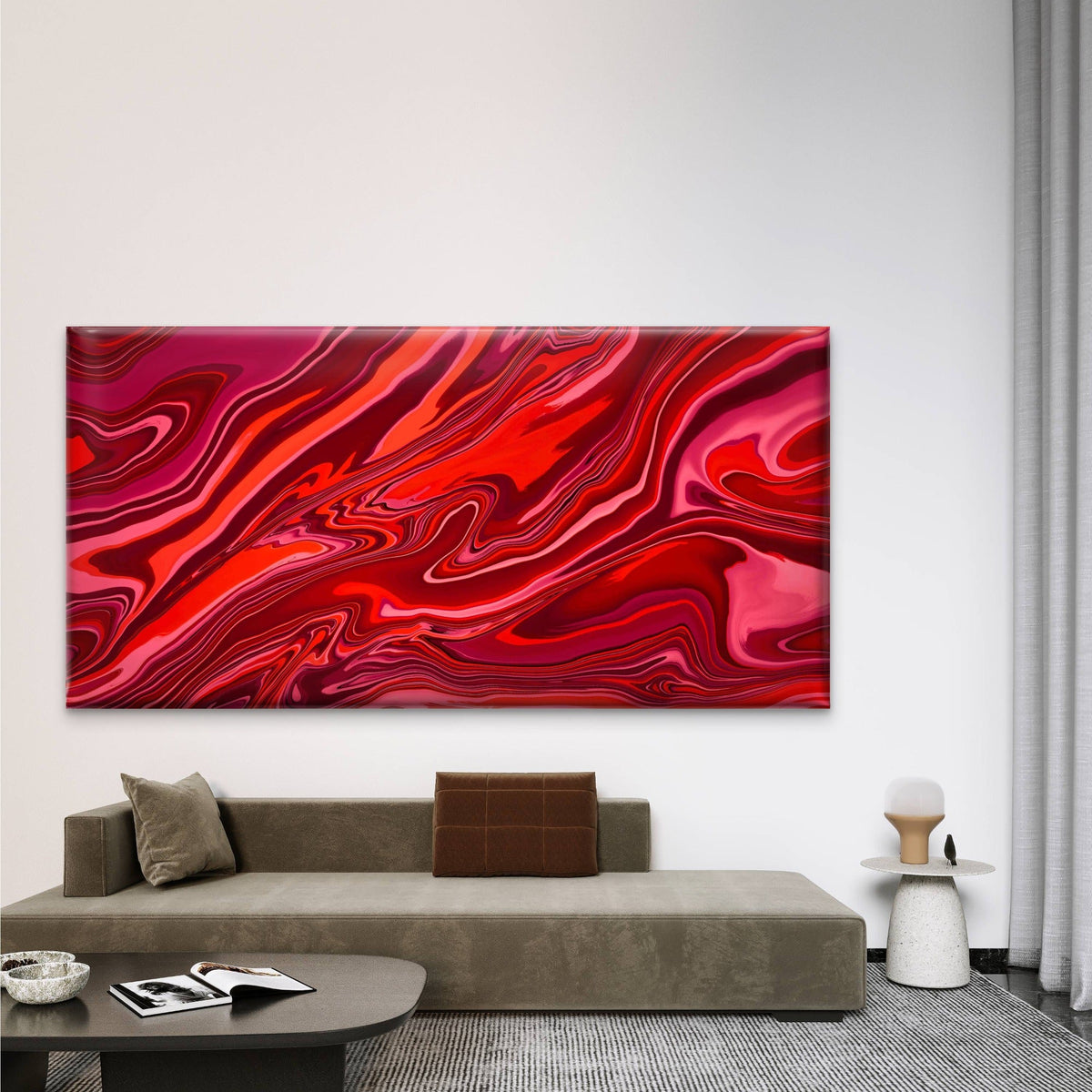 Red Marble Texture Background Wall Art Canvas Office Home Room Framed 80x45cm