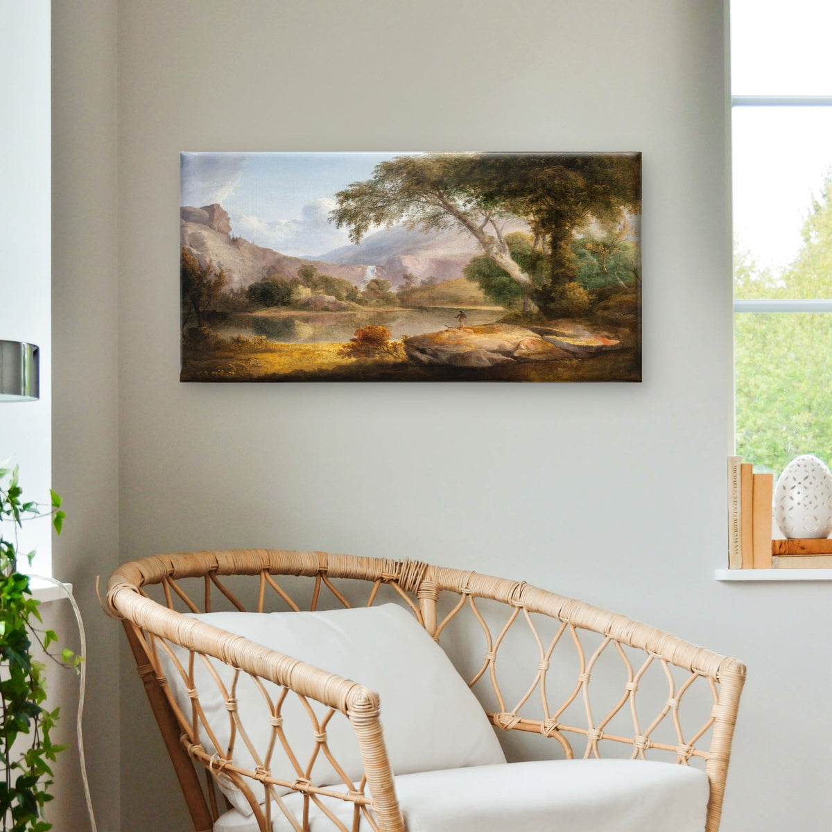 Classic Vintage Mountain River Wall Art Canvas Office Home Room Framed 120x60cm