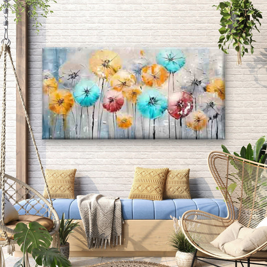 Colorful Floral Abstract Wall Art Canvas Office Home Room Framed 80x45cm