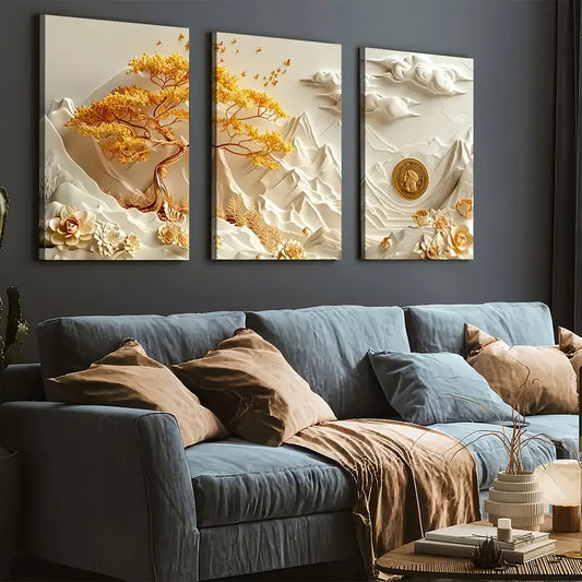 3pcs Abstract Light Luxury Wind Mountain Landscape Art Wall Art Set Canvas Framed 40x60cm - High Quality Print 100% Australian Made Wall Canvas Ready to Hang