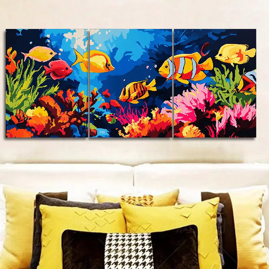 3pcs Tropical Fish Sea Metal Print Ready to Hang Art