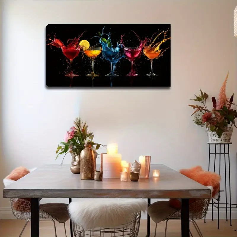 Vibrant Glassware Design Modern Wall Art Canvas Office Home Room Framed 120x60cm