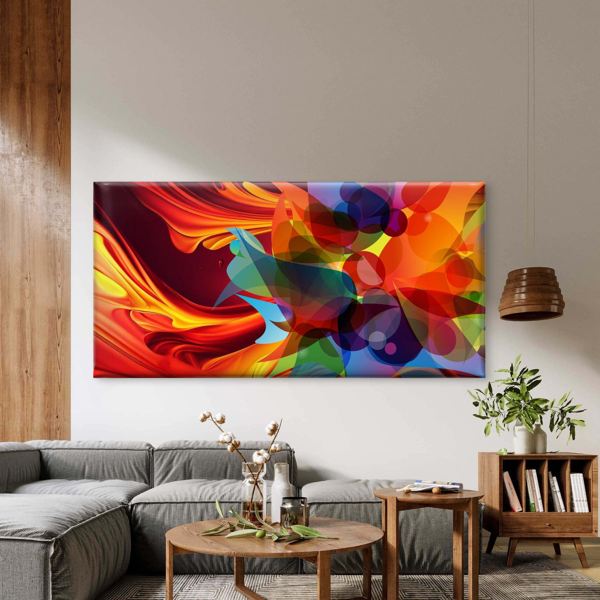 Vibrant Rhythms Of Abstract Wall Art Canvas Office Home Room Framed 80x45cm
