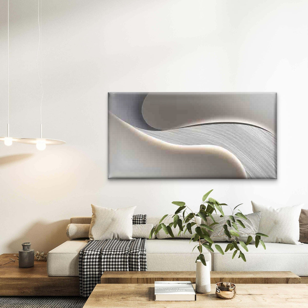Contemporary Abstract Wave Wall Art Canvas Office Home Room Framed 80x45cm
