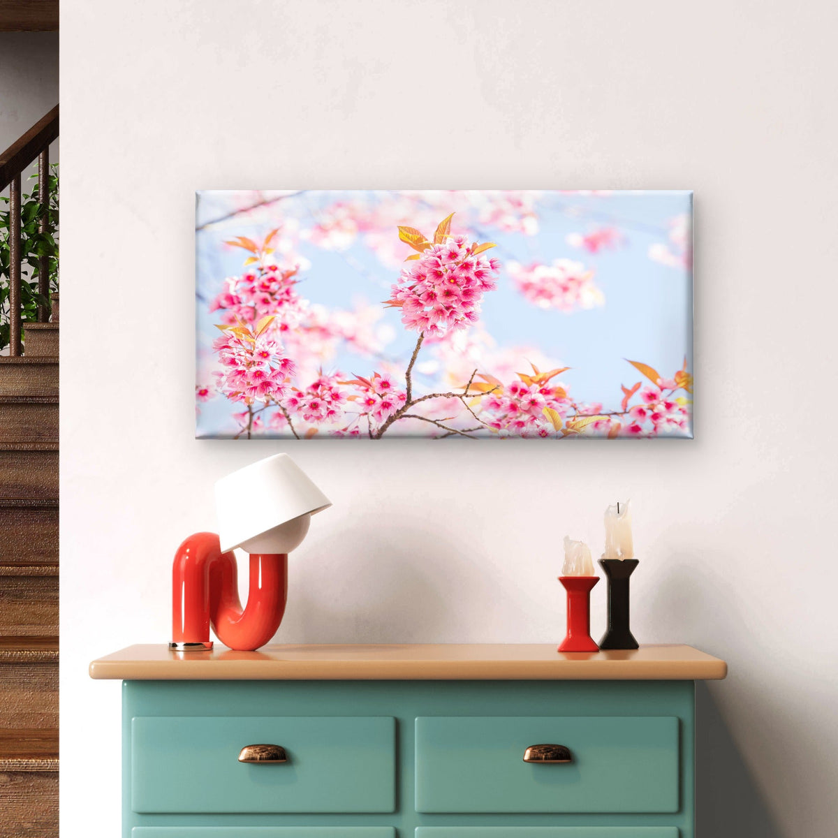 Cherry Blossoms of Japan Wall Art Canvas Office Home Room Framed 80x45cm