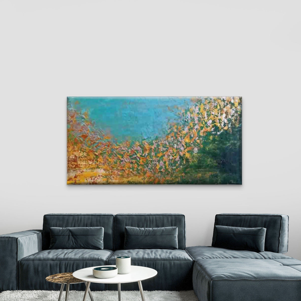 Abstract Colorful Textured Wall Art Canvas Office Home Room Framed 80x45cm